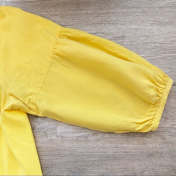 Sandro Sportswear Linen Blend Top Puff Sleeve Front Button Blouse Medium - Picture 4 of 6